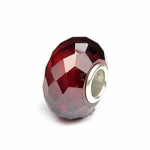Garnet CZ 925 Sterling Core European Charm Bead